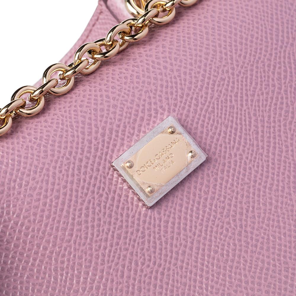 Women's Dolce and Gabbana Pink Leather Miss Sicily Von Wallet On Chain