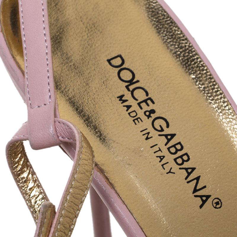 Dolce and Gabbana Pink Leather Sex Chain Detail Ankle Strap Sandals Size 40 In Excellent Condition In Dubai, Al Qouz 2