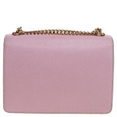 Dolce and Gabbana Pink Leather Small Rosalia Shoulder Bag