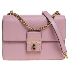 Dolce and Gabbana Pink Leather Small Rosalia Shoulder Bag