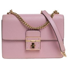 Dolce and Gabbana Pink Leather Small Rosalia Shoulder Bag