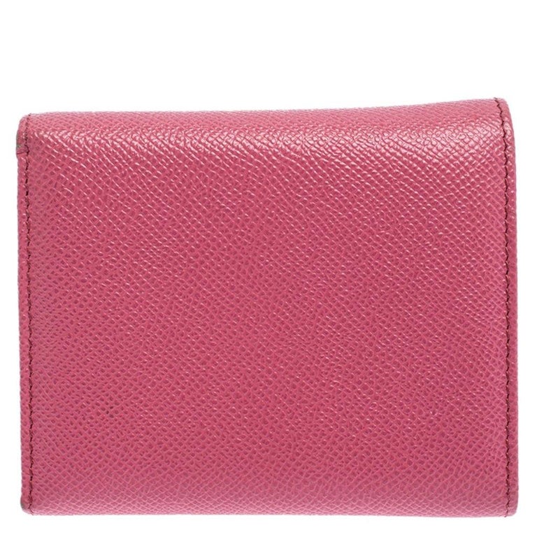 Dolce and Gabbana Pink Leather Trifold Wallet For Sale at 1stdibs