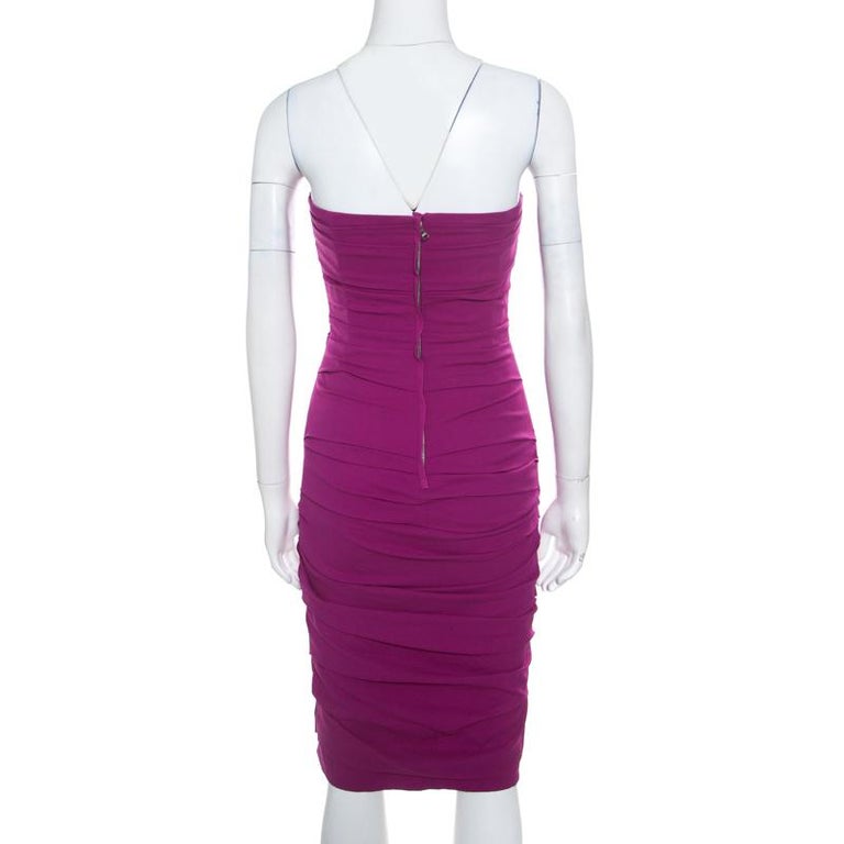 Dolce & Gabbana Pink Viscose Stretch Strapless A-line Dress