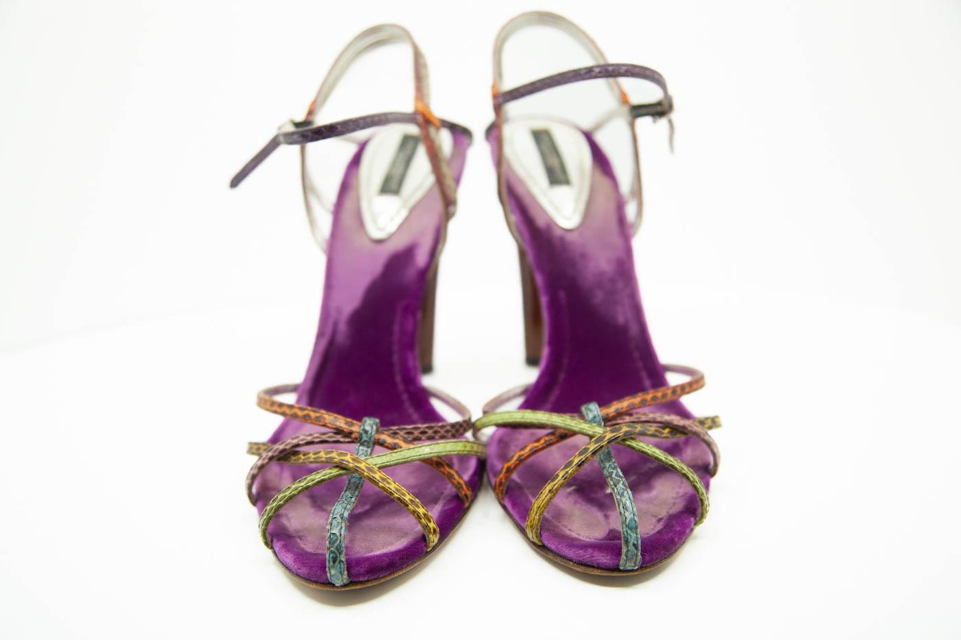 Dolce and Gabbana purple velvet colorful strappy heels

EU 39 