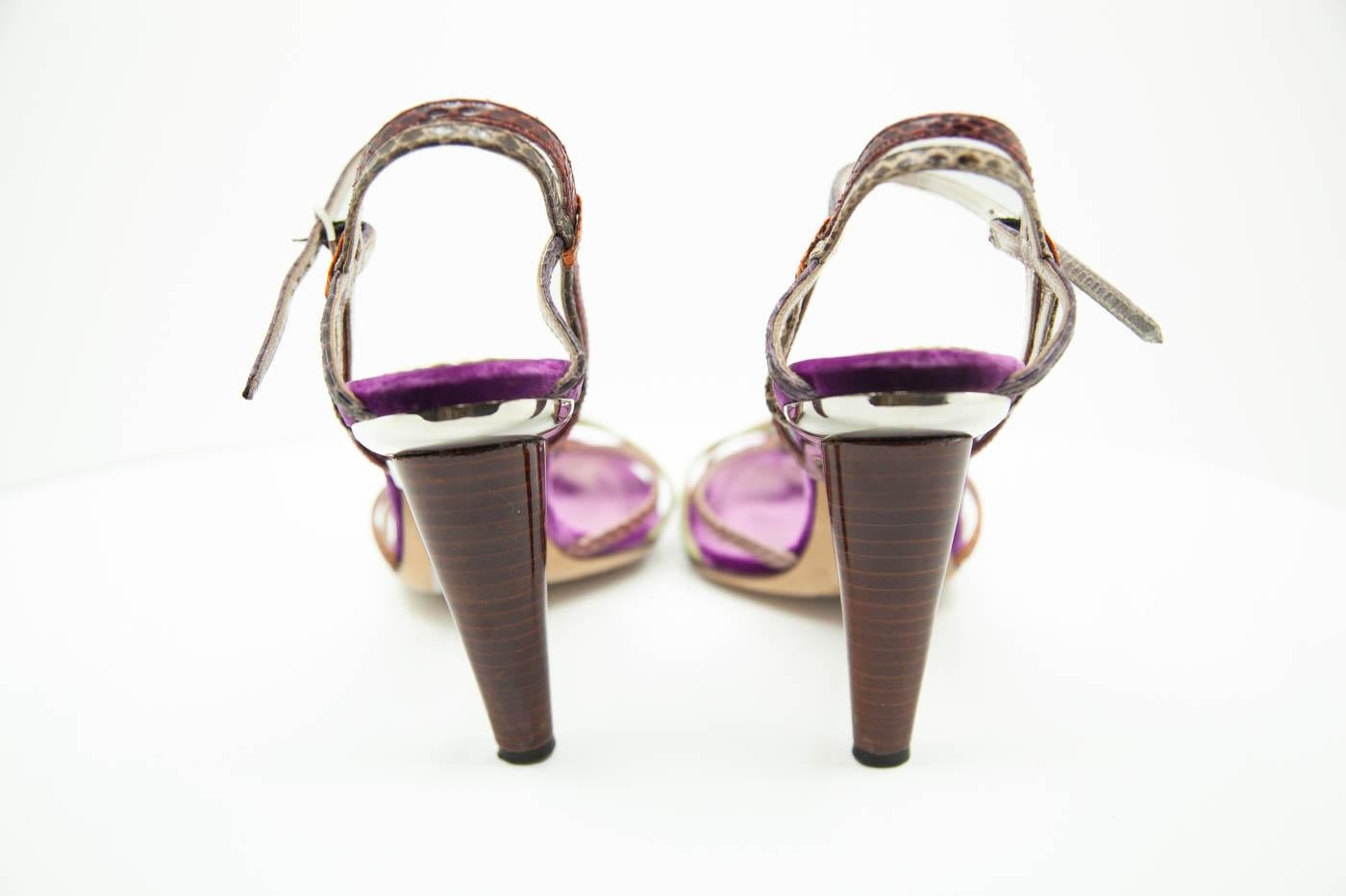 Gray Dolce and Gabbana purple heel 