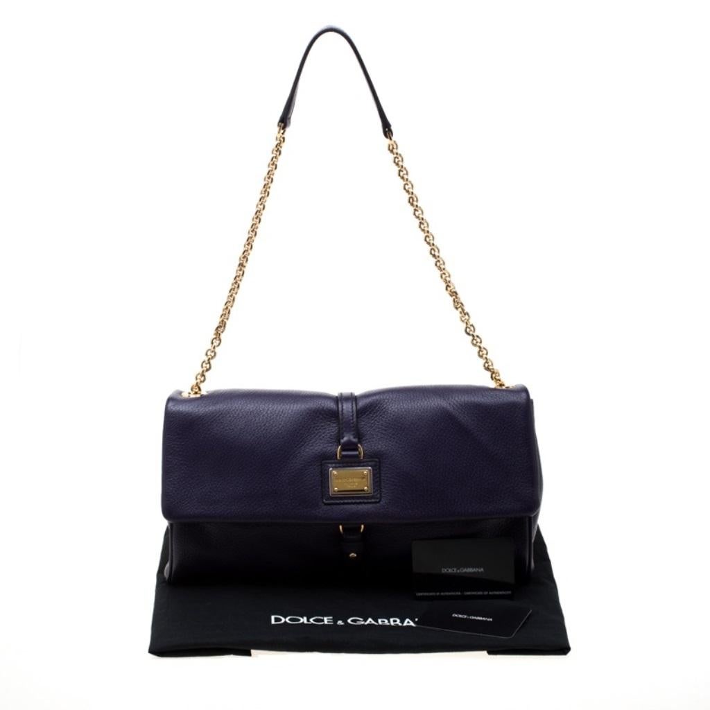 Dolce and Gabbana Purple Leather Chain Shoulder Bag 6