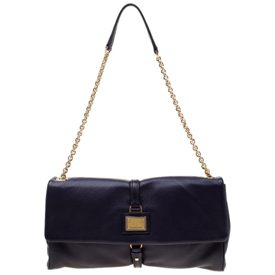 Dolce and Gabbana Purple Leather Chain Shoulder Bag