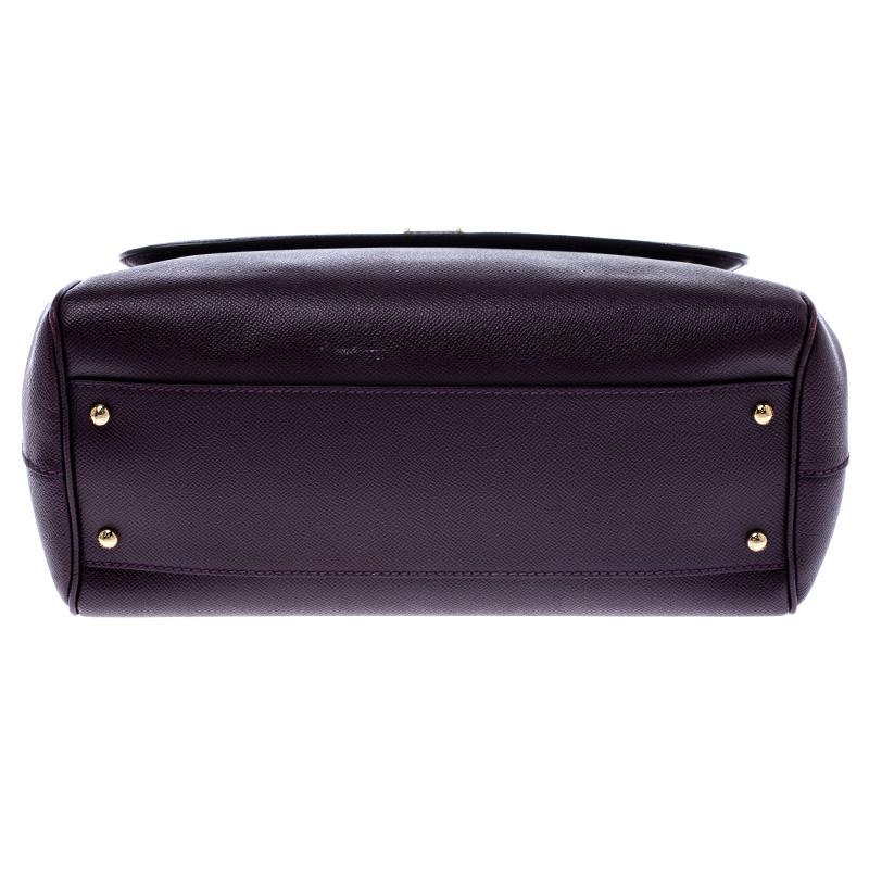 Women's Dolce and Gabbana Purple Leather Large Miss Sicily Top Handle Bag