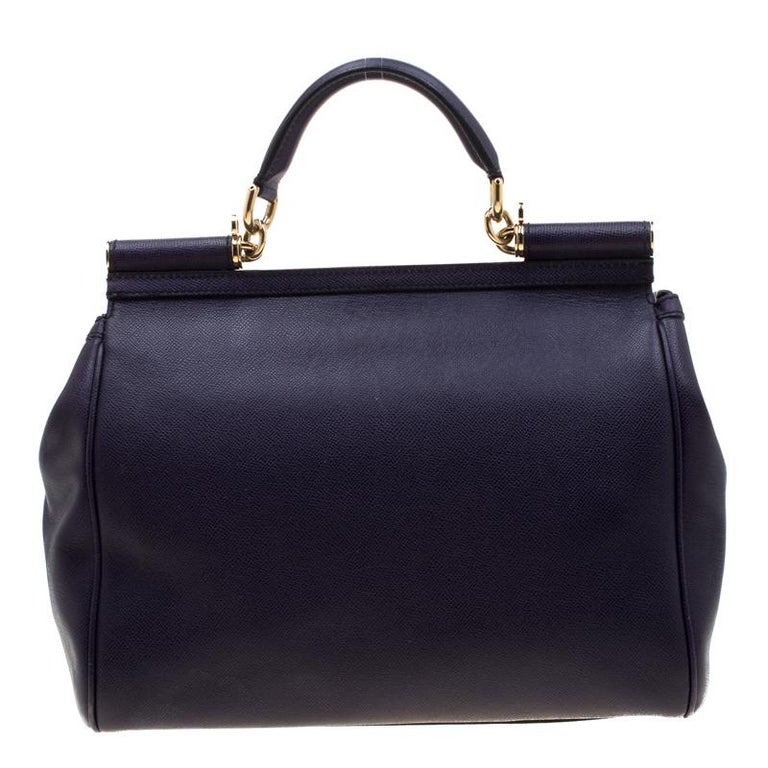 Dolce and Gabbana Purple Leather Large Miss Sicily Tote For Sale at 1stDibs