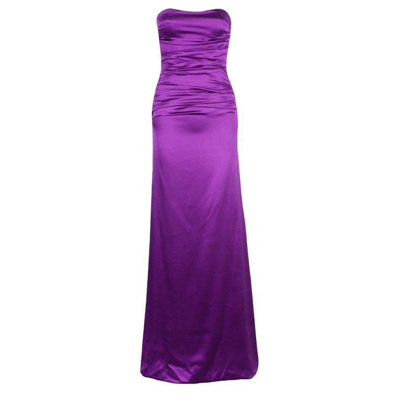Dolce and Gabbana Purple Satin Evening Gown S