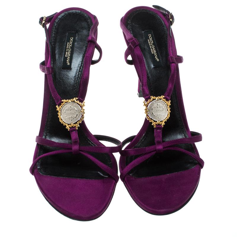 Dolce and Gabbana Purple Satin Sandals Size 40 1