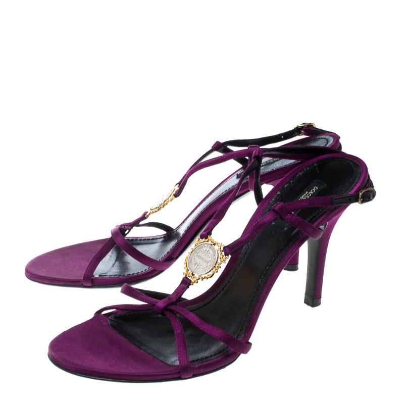 Dolce and Gabbana Purple Satin Sandals Size 40 2