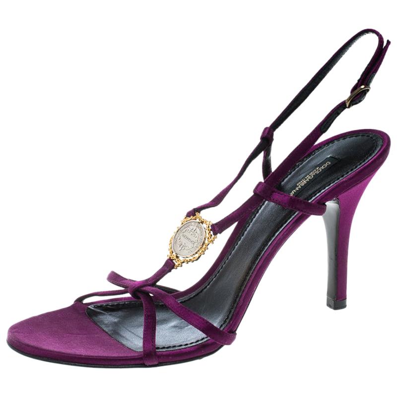 Dolce and Gabbana Purple Satin Sandals Size 40