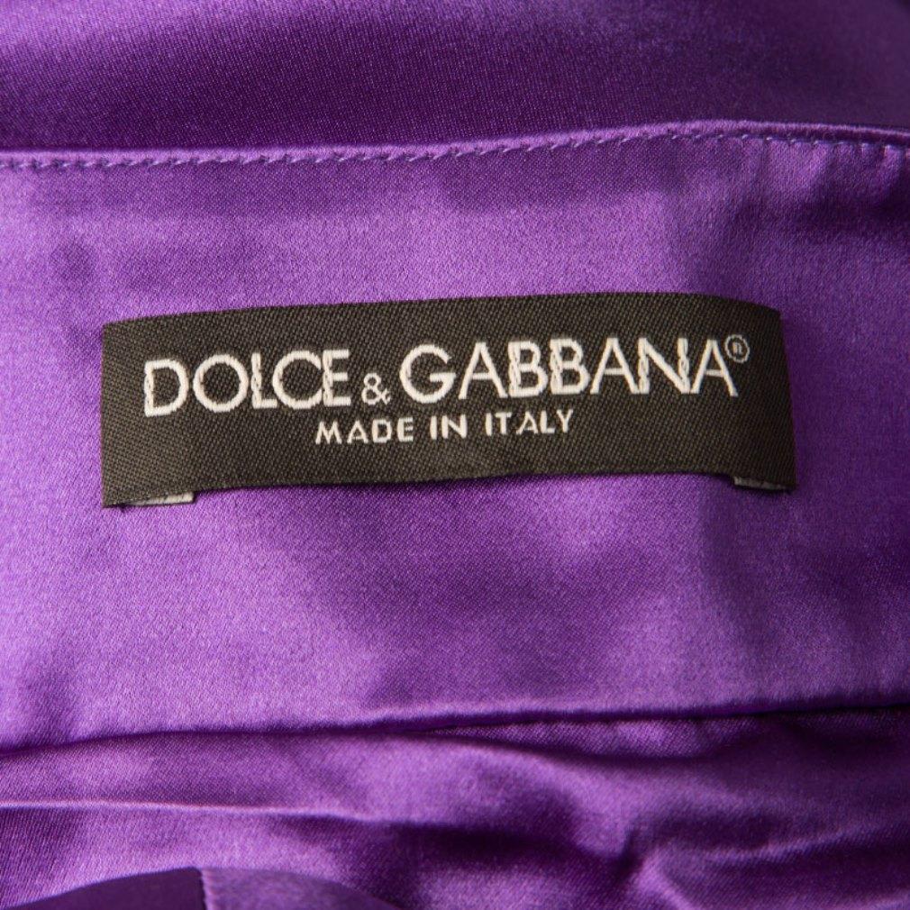 Dolce and Gabbana Purple Silk Satin Sleeveless Balloon Dress S 1