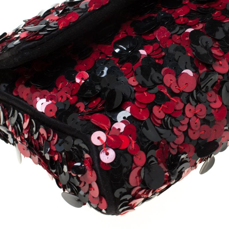 Dolce and Gabbana Red/Black Sequin Miss Charles Shoulder Bag 6