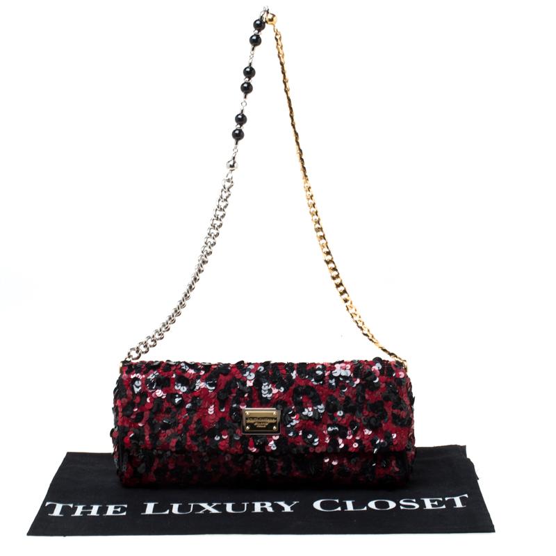 Dolce and Gabbana Red/Black Sequin Miss Charles Shoulder Bag 7
