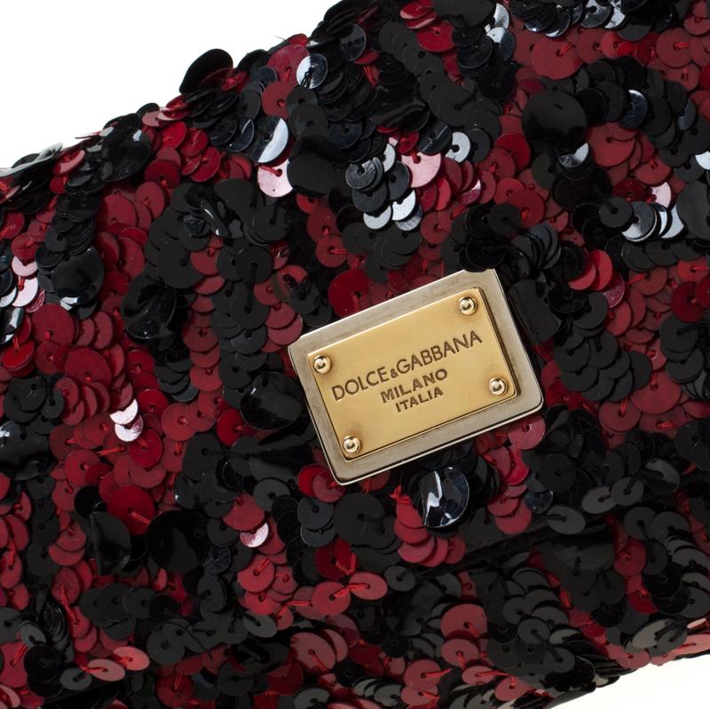 Dolce and Gabbana Red/Black Sequin Miss Charles Shoulder Bag 4