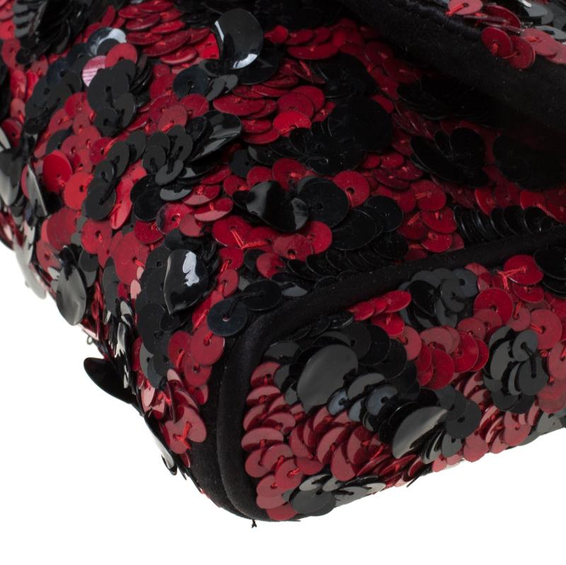 Dolce and Gabbana Red/Black Sequin Miss Charles Shoulder Bag 5