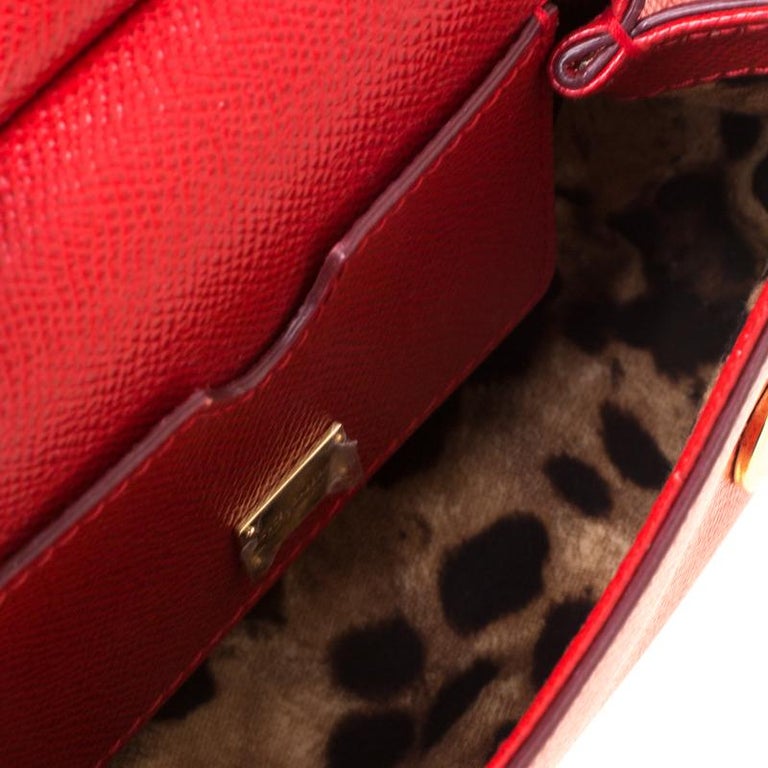 Dolce And Gabbana Red Dauphine Leather Mini Miss Sicily Crossbody Bag For Sale at 1stdibs
