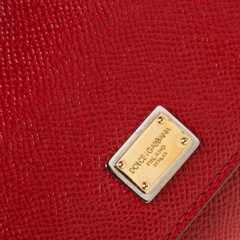 Dolce And Gabbana Red Dauphine Leather Mini Miss Sicily Crossbody Bag 3