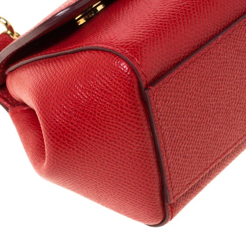 Dolce And Gabbana Red Dauphine Leather Mini Miss Sicily Crossbody Bag 5