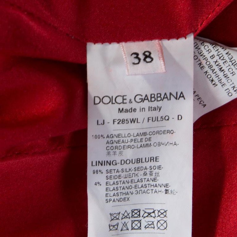 Dolce and Gabbana Red Lamb Leather Biker Jacket S For Sale at 1stDibs ...