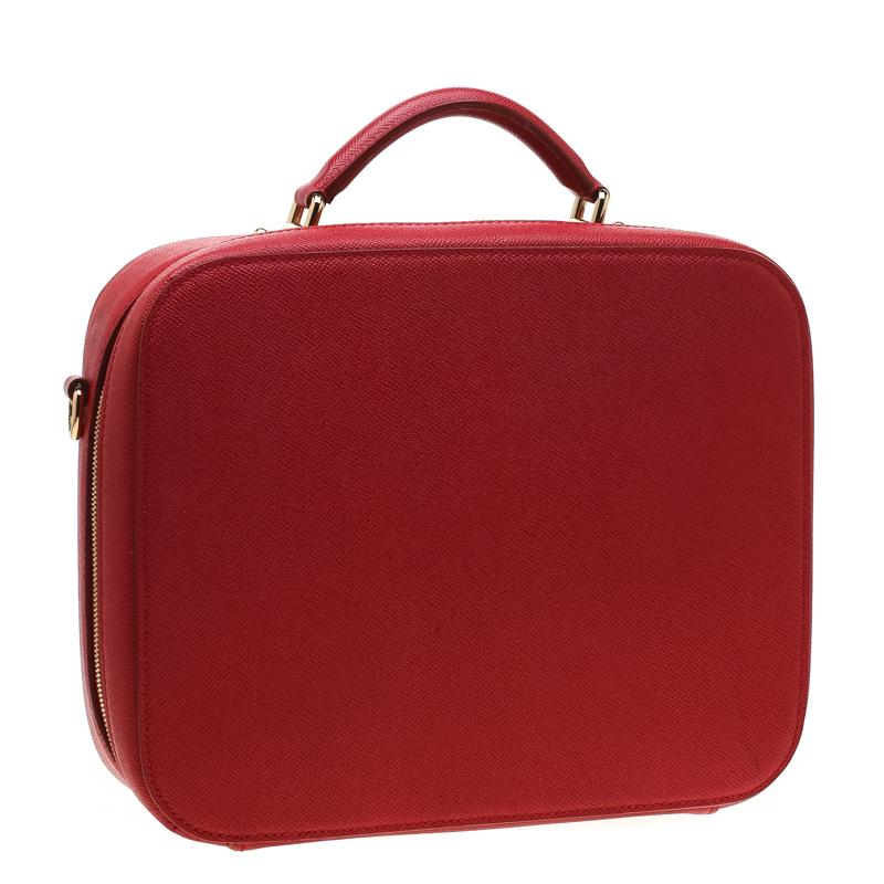 Women's Dolce and Gabbana Red Leather Case Top Handle Bag