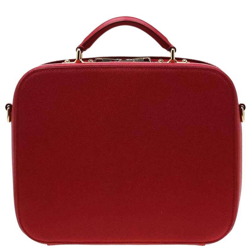 Dolce and Gabbana Red Leather Case Top Handle Bag