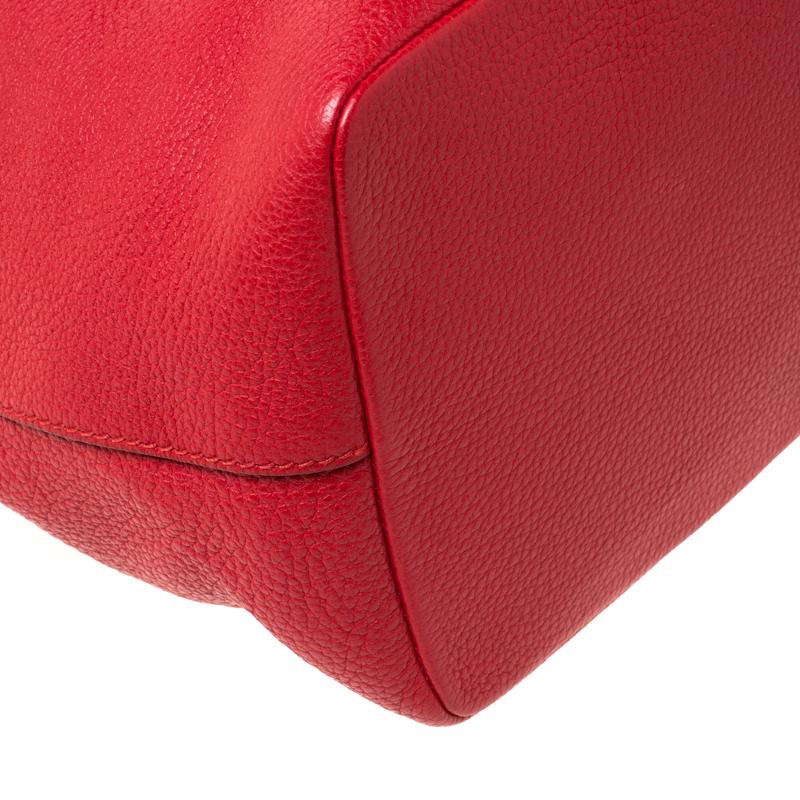 Dolce and Gabbana Red Leather Claudia Drawstring Bucket Bag 1