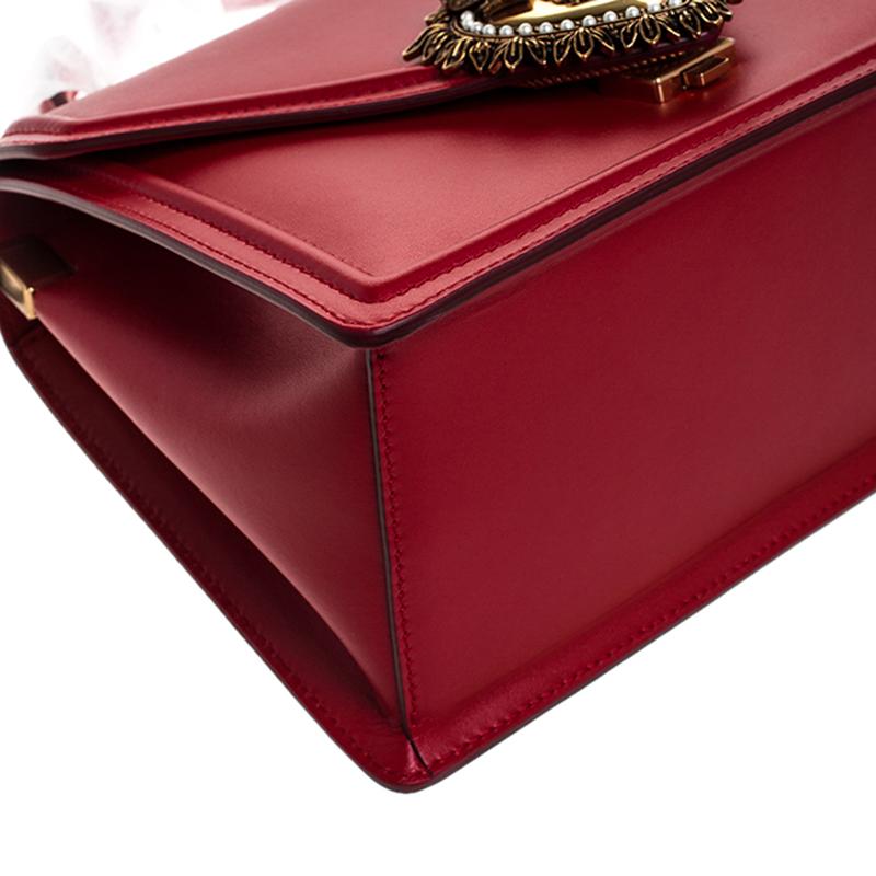 Dolce and Gabbana Red Leather Devotion Top Handle Bag 1