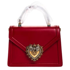 Dolce and Gabbana Red Leather Devotion Top Handle Bag