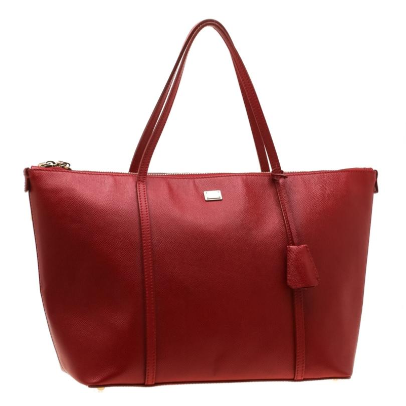 Women's Dolce and Gabbana Red Leather Miss Escape Tote