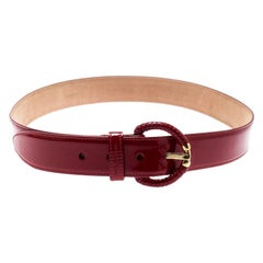 Dolce and Gabbana Red Patent Leather Belt 90CM