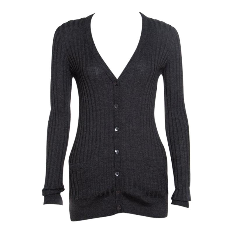 Dolce and Gabbana Rib Knit Button Front Cardigan S For Sale at 1stDibs