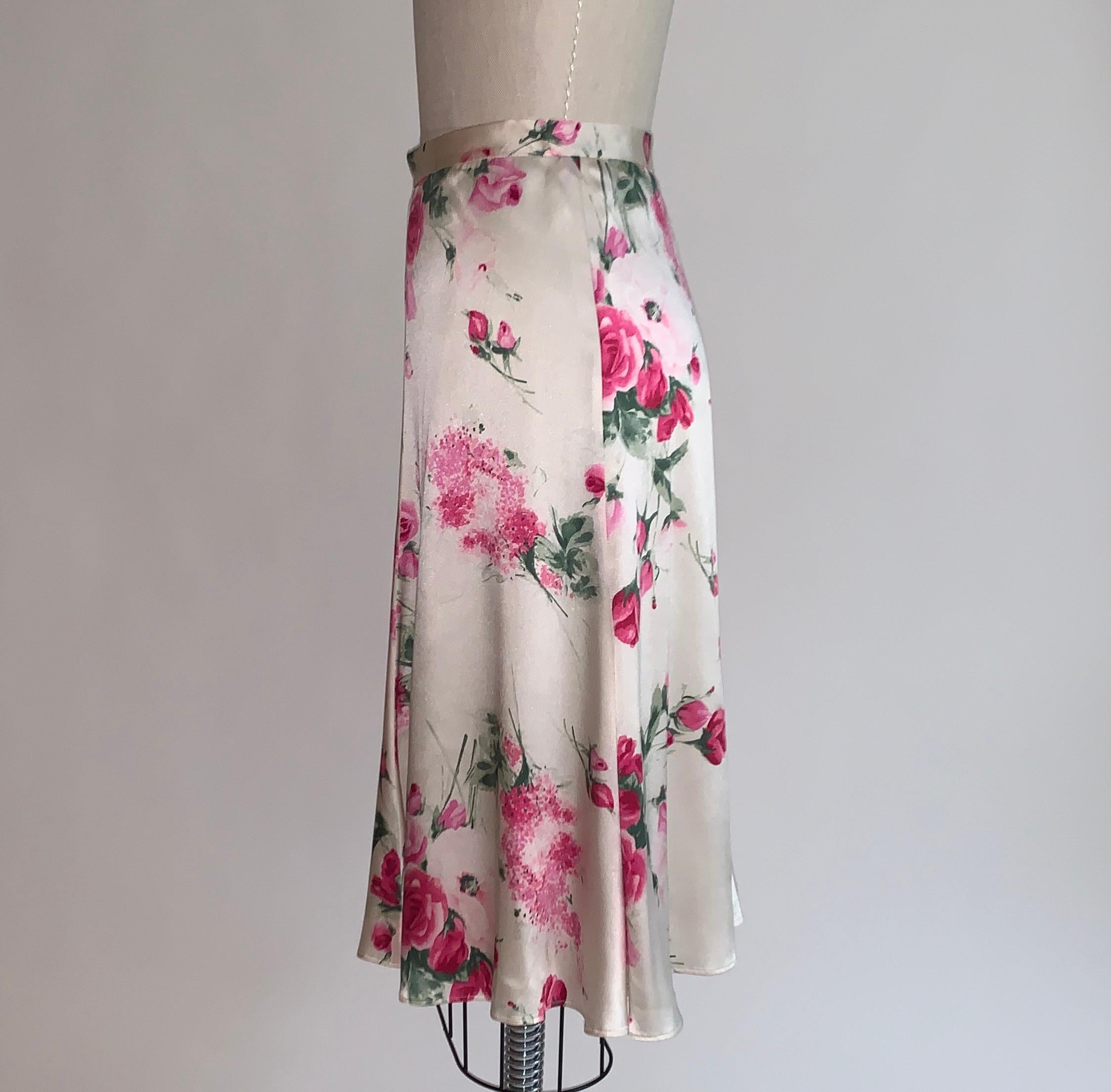 floral silk skirt