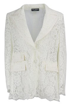 Dolce And Gabbana Satin Trimmed Corded Lace Blazer IT 50 UK 18