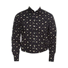 Dolce and Gabbana Sicilia Black Floral Printed Cotton Long Sleeve Shirt XL