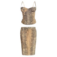 Dolce and Gabbana silk python printed corset and pencil skirt set 
