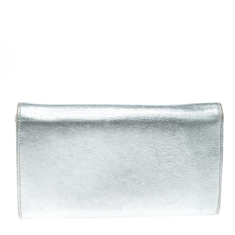 Dolce and Gabbana Silver Leather Continental Wallet 7