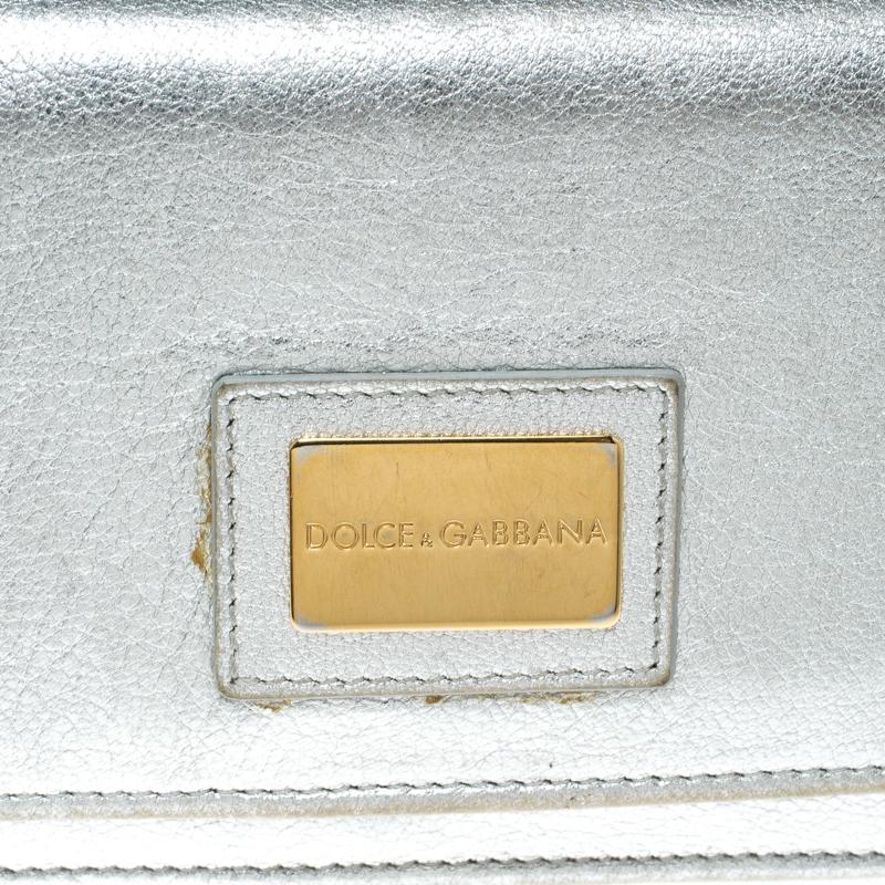 Dolce and Gabbana Silver Leather Continental Wallet 1