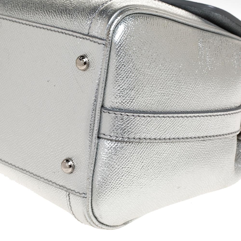 Women's Dolce and Gabbana Silver Leather Small Miss Dolce Top Handle Bag
