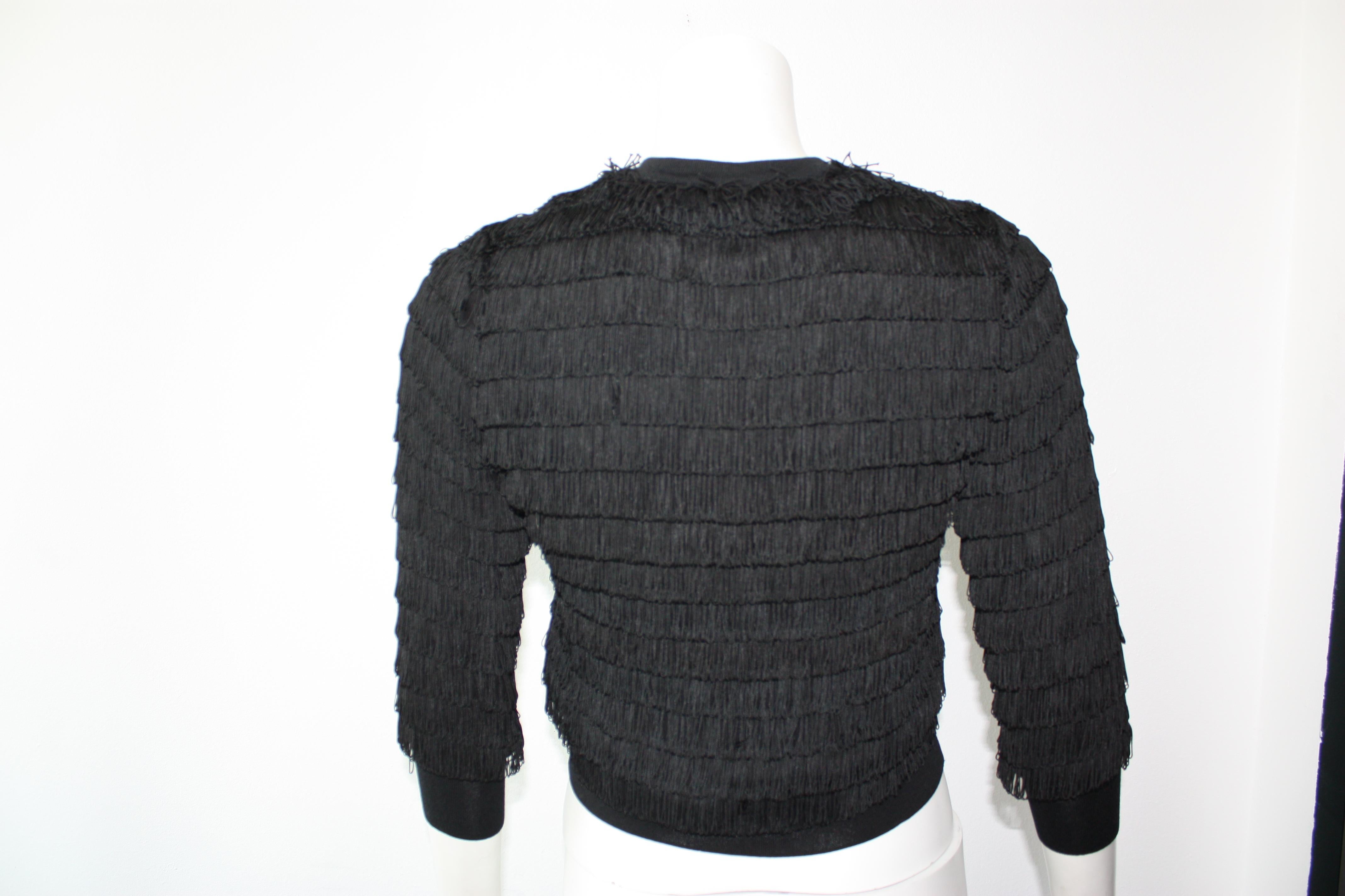 Dolce and Gabbana Special Edition Black Fringe Cardigan Size XS For Sale 2