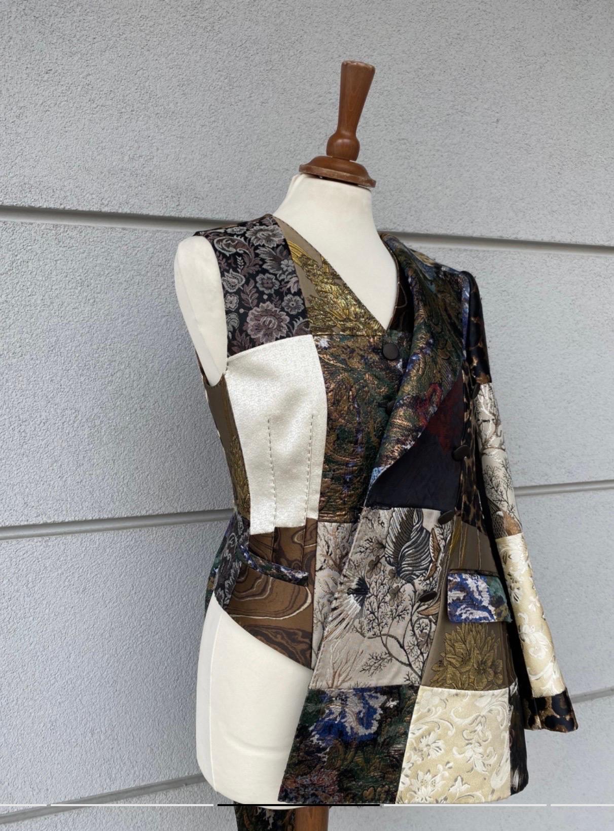 Dolce and Gabbana Spring 2021 mixed patchwork gilet and Jacket In New Condition For Sale In Carnate, IT