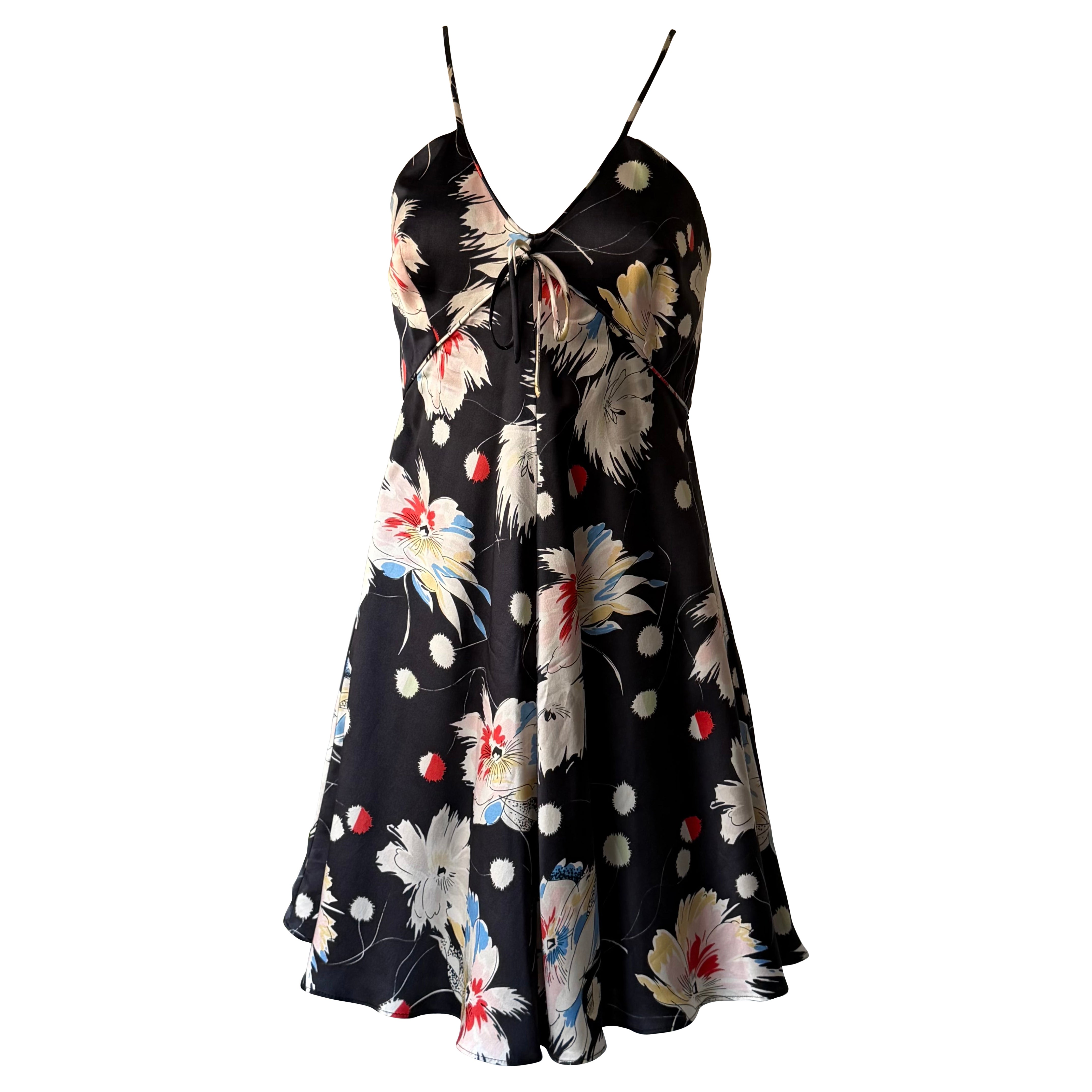 Dolce and Gabbana Spring Summer black floral print mini dress