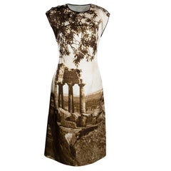 Dolce and Gabbana Spring'14 Digital Greek Temple Print Silk Dress M