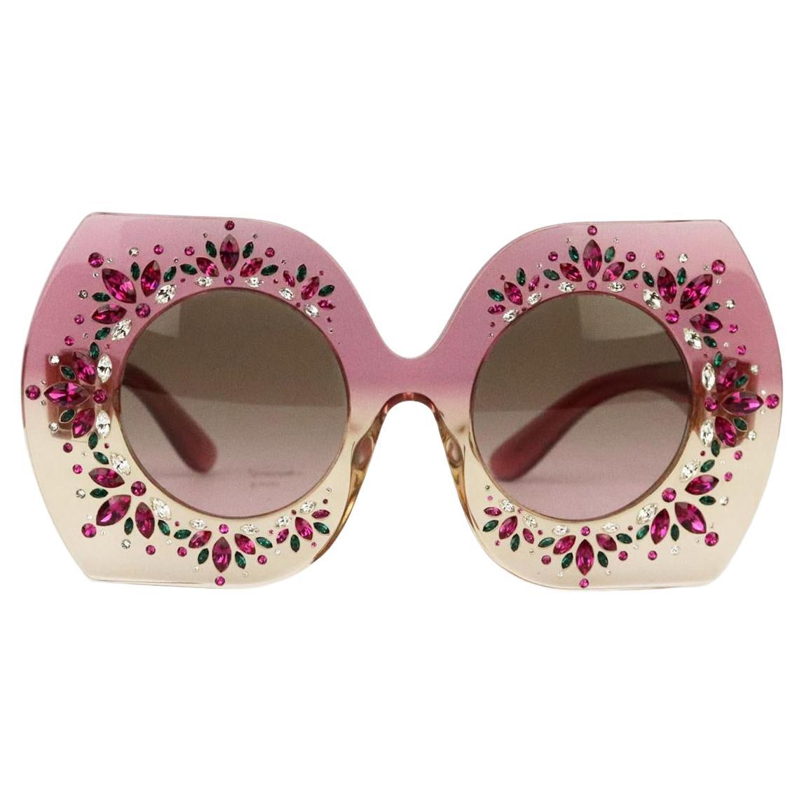 Dolce And Gabbana Square Frame Crystal Embellished Acetate Sunglasses 