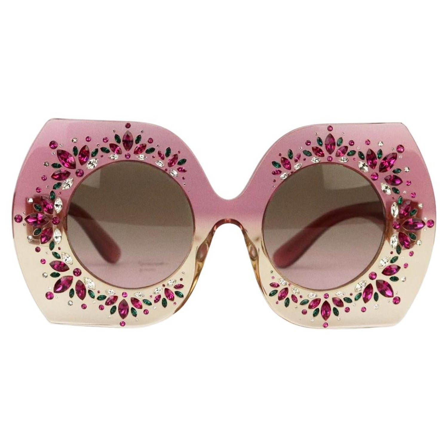 Dolce And Gabbana Square Frame Crystal Embellished Acetate Sunglasses For  Sale at 1stDibs