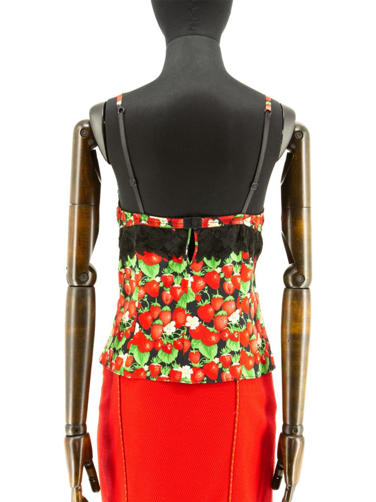 Brown Dolce and Gabbana Strawberry Printed Silk Camisole For Sale