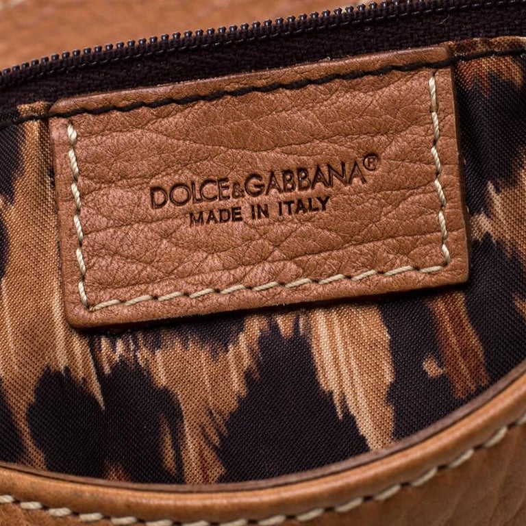 Dolce and Gabbana Tan Leather D-Ring Hobo For Sale at 1stDibs