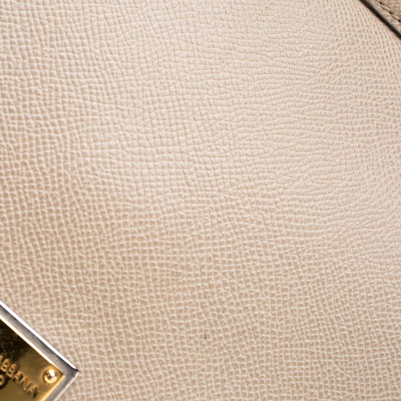 Dolce and Gabbana Taupe Leather Medium Miss Sicily Top Handle Bag 3